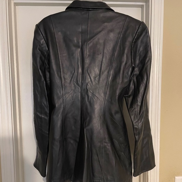 VINTAGE  LEATHER  y2k  black leather jacket Size XL - Picture 3 of 14